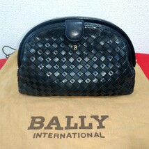 BALLY バリー ヴィンテージ レザー編み込み ポーチ クラッチバッグ_画像1