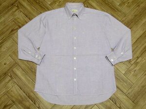 [ prompt decision / including postage ] Britain made Aquascutum Aquascutum button down long sleeve oxford OXFORD shirt 16 1/2 light purple Logo embroidery 
