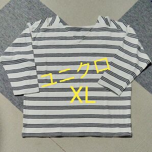 ユニクロ　 Vネック　ボーダーカットソー XL 特売