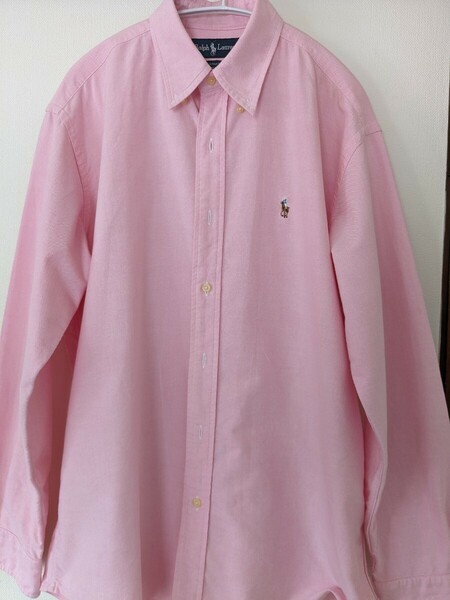 Ralph Lauren 15 1／2─30　サイズ感L　ピンク　メンズ　長袖シャツ　YARMOUTH 100% COTTON　ビンテージ