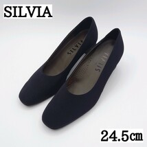 【極美品】SILVIA　シルビア工房 ロイヤルパンプス　パンプス　ヒール日本製　黒　ブラック 24.5cm 24.5センチ ブラック 靴_画像1