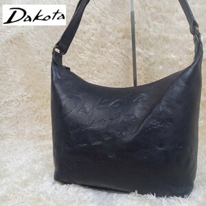 Dakota dakota shoulder bag Neptune Ⅱ bag Logo type pushed . black black leather original leather 