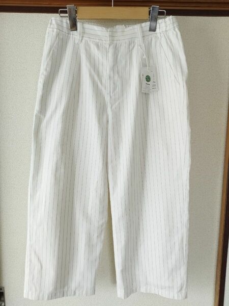 【タグ付き】 ikka 綿 ワイドパンツ 夏 涼しい 綿 裏地付き ワイド レディース ゆったり L 白 