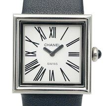 CHANEL シャネル レディース腕時計 マドモアゼル QZ シルバー ブラック 白文字盤 H1665 ※新品革ベルトに交換済み_画像4