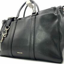 1円●定価8万●COACH コーチ 2way ビジネスバッグ ブリーフケース ショルダーバッグ A4◎ カーフレザー 牛革 ブラック 黒 メンズ_画像1