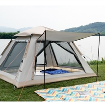 テント ワンタッチテント ワンタッチ式 キャンプ　簡単設営 窓口あり　通気性抜群　210D　二重防水 防風 UVカット　UPF50+ 　3~4人用テント_画像2