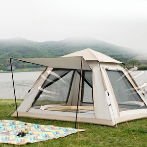 テント ワンタッチテント ワンタッチ式 キャンプ　簡単設営 窓口あり　通気性抜群　210D　二重防水 防風 UVカット　UPF50+ 　3~4人用テント