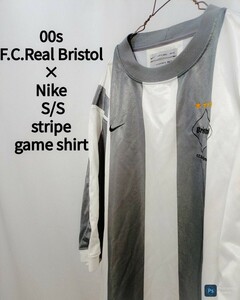 F.C.Real Bristol × Nike S/S stripe game shirt 00s F.C.R.B × ナイキ ストライプ柄 サッカー 半袖 ゲーム シャツ ブリストル 日本製