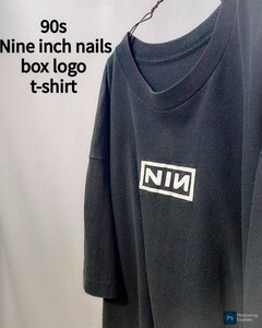 Vintage Nine inch nails box logo t-shirt 90s ナインチネイルズ ボックスロゴ Tシャツ バンド ロック T XL相当 シングル ビンテージ