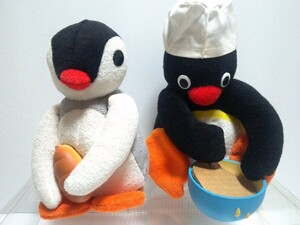 ぬいぐるみ：PINGU『ピングーのパンづくり』2種類 セット 全高約22cm 18cm ペンギン シェフ パン職人 /オクパナ 1999