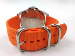 ナイロン製ミリタリーストラップ 交換用腕時計ベルト オレンジ 22mm