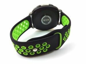 スポーツバンド 交換用腕時計ベルト シリコン ストラップ ブラックXグリーン 20mm