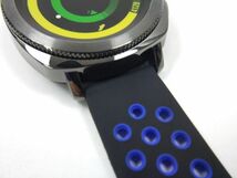 スポーツバンド 交換用腕時計ベルト シリコン ストラップ ブラックXブルー 20mm_画像5