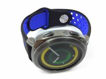 スポーツバンド 交換用腕時計ベルト シリコン ストラップ ブラックXブルー 20mm_画像2