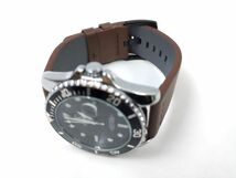 腕時計バンド 22mm 交換ストラップ レザー 本革 クイックリリース ダークブラウンX黒_画像1