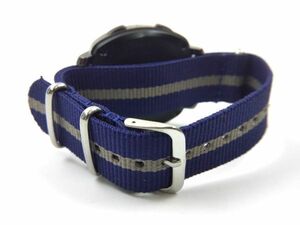  nylon made military strap cloth belt nato type wristwatch navy X gray stripe 20mm