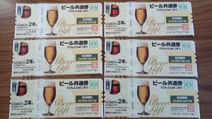 ビール共通券（びん633ml×2本）6枚セット　ビール券