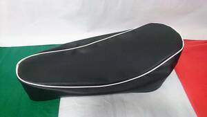  Vespa seat cover leather re-upholstering black white piping vespa