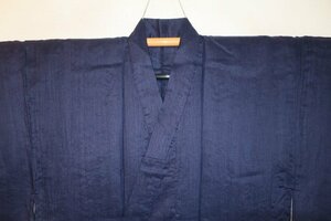 . day 258 1 pcs flax close .. on cloth . man kimono single ..73К height 146 gloss purple navy blue lapis lazuli plain. hand .. wrinkle new goods 