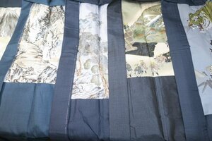 壱木2643 すべて本絹の男の羽織５着セットК泥藍大島・米澤亀甲絣 サイズいろいろで綺麗な品 全部綺麗