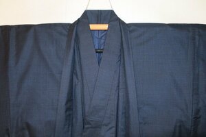 . день 2866шт.@ шелк грязь индиго Ooshima эпонж мужчина кимоно перо тканый .70 длина 142К 100 гора черепаха . чёрный лазурит настоящее время предмет неношеный 