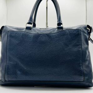 定価10万円 美品●COACH 2way コーチ トートバッグ ブリーフケース 肩掛け 斜め掛け ロゴ金具 紺 ネイビー A4 書類かばん メンズ ビジネスの画像2