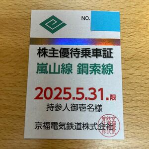 嵐電　京福電鉄　株主優待乗車証　2025年5月31日まで有効　通勤、通学に