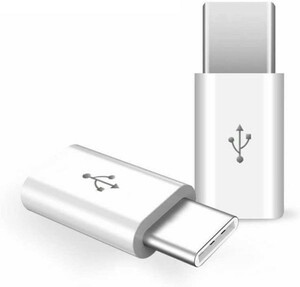 白 2個セット Micro USB → Type C 端子 変換 アダプター 充電 コネクター Android Xperia スマホ アンドロイド エクスペリア 下駄
