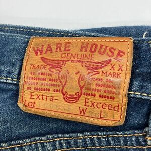 【W36 L31】USED WARE HOUSE 1000XX Denim Pants ウェアハウス 初期 牛パッチ セルビッジ ストレート デニム パンツ F658