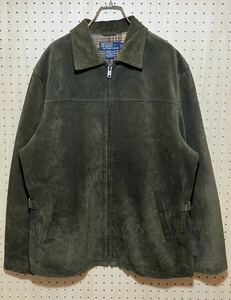 【S】 USED POLO RALPH LAUREN Suede Leather Jacket Brown ポロ ラルフローレン スウェード レザー ジャケット 牛革 襟付き ブラウン F610