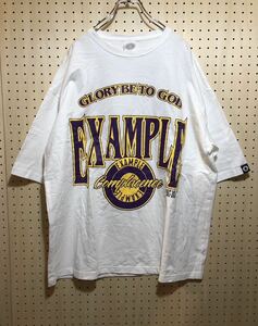 【XL】 USED EXAMPLE Big Print Tee Shirts White イグザンプル ビッグ プリント Tシャツ ホワイト カレッジ風 F621