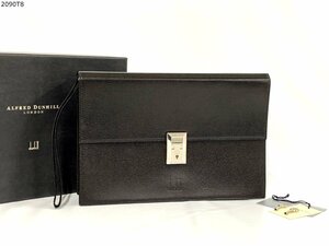 ★美品 DUNHILL ダンヒル レザー セカンドバッグ LT9010A クラッチバッグ ハンドバッグ ブラック キー2本 箱 ギャランティカード 2090T8-2