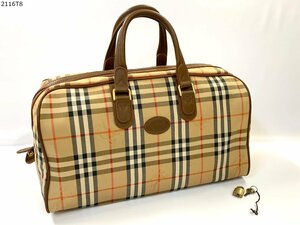 ★Burberry's バーバリー ノバチェック ボストンバッグ レザー キャンバス ヴィンテージ 旅行バッグ BAG レディース 2116T8-1