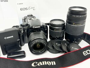 ★シャッターOK◎ Canon キャノン EOS Kiss X2 EF-S 18-55mm EF 28-80mm 1:3.5-5.6 75-300mm 1:4-5.6 一眼レフ デジタルカメラ 16712O5-10