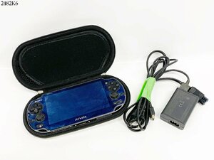 ★通電OK◎ SONY ソニー PSVITA PCH-1100 play Station Vita ブラック ゲーム機 本体 アダプタ 朧村正 ソフト付き 2482K6-2