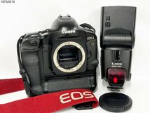 ★シャッターOK◎ Canon キャノン EOS-1V 一眼レフ フィルムカメラ ボディ PB-E2 パワードライブブースター 580EX ストロボ 16732O15-10_画像1