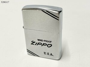 ★着火OK◎ ZIPPO ジッポー WIND-PROOF ダイアゴナルライン イタリックロゴ シルバー 1991年製 オイルライター 喫煙具 320G17-20