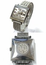 ★稼働品◎ RADO MANHATTAN ラドー マンハッタン 自動巻き 3針 デイデイト スクエア メンズ 腕時計 シルバー 8974M5-18_画像3