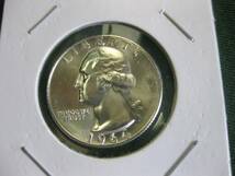 アメリカ　ワシントン　２５セント銀貨　１９６４年　極美品_画像3