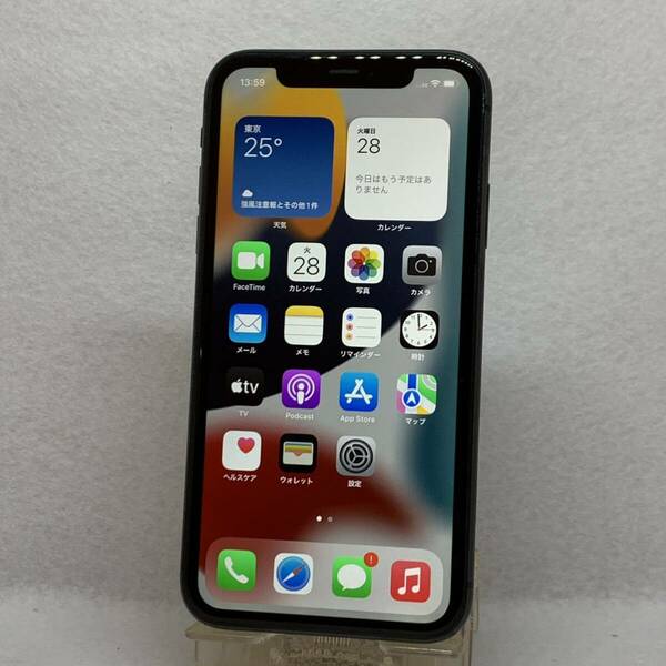 5505: 良品 au iPhone11 64GB ブラック btt100% iOS15.6 保証付