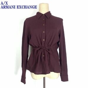 アルマーニエクスチェンジ 長袖ブラウスチュニックパープルA/X ARMANI EXCHANGE カジュアル ウエストギャザー紐 L C9864