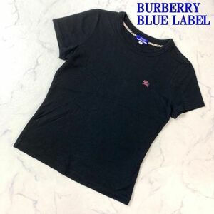 バーバリーブルーレーベル コットン100％半袖BURBERRY BLUE LABEL カジュアル シンプル Tシャツブラック38 C87