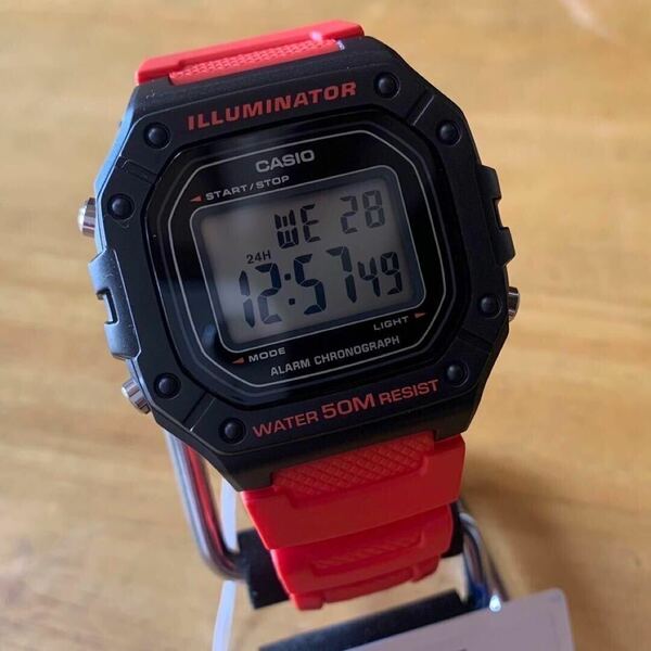 【新品・箱なし】カシオ CASIO 腕時計 メンズ レディース W-218H-4BV クォーツ レッド