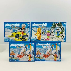 新品未開封 Playmobil FamilyFun プレイモービル 9282 9283 9285 スキー・レッスン 雪合戦 スノーモービル 4点セット