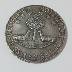 外国古銭 ラテンアメリカ 1838年 シモン・ボリバル 解放者 記念銀貨 大型銀貨 直径:約38mm 重量:約20.5gの画像2