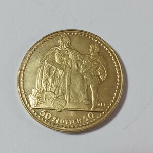 外国古銭 ポーランド 古銭 1925年 三月憲法記念 20ズウォティ 国章 鷲 クラウン 小型金貨 直径 約28mm 重量:約12.0gの画像2