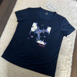 未使用 ￥3800 パラディーゾ PARADISO ネイビー UVカット 吸汗速乾 半袖Tシャツ スポーツウエア ゴルフウェア テニスウェア Lレディース