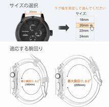 [WOCCI]時計ベルト シリコンラバー 22mm 厚め 完全防水時計替えベルト ゴム腕時計バンド ブラック シルバーバックル_画像3