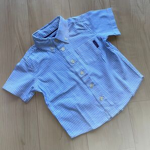 ◎子供服 半袖シャツ 前ボタン サイズ80 ストライプ 柄 半袖 送料無料 即購入可能 シャツ こども 半袖