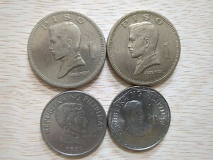 フィリピン硬貨　1ペソ4枚　1972年　1974年　1973年　1985年